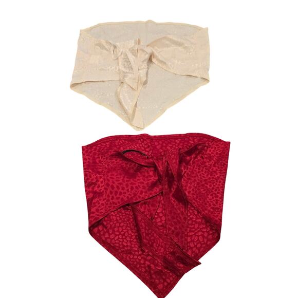 Women's Shein Bundle of Satin Jacquard Tie Back Crop Bandana Tops | Size Medium - Picture 2 of 10